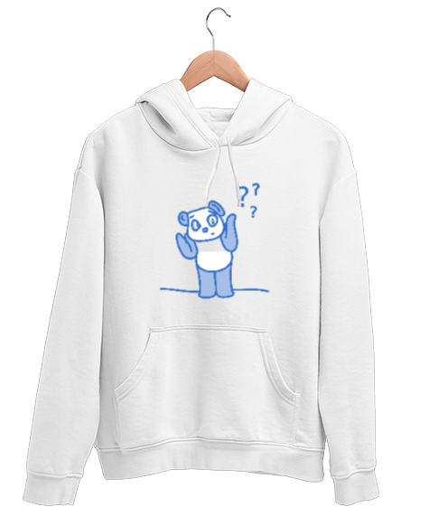 Tisho - Panda Beyaz Unisex Kapşonlu Sweatshirt