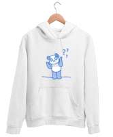 Panda Beyaz Unisex Kapşonlu Sweatshirt - Tisho
