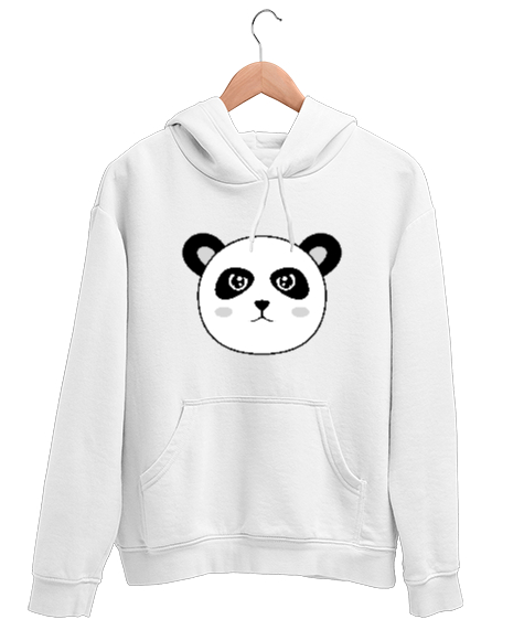 Tisho - Panda Beyaz Unisex Kapşonlu Sweatshirt
