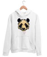 panda Beyaz Unisex Kapşonlu Sweatshirt - Tisho