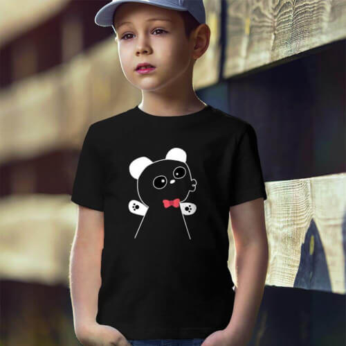 Panda Erkek Çocuk Kısa Kol Tişört - Tekli Kombin - Thumbnail