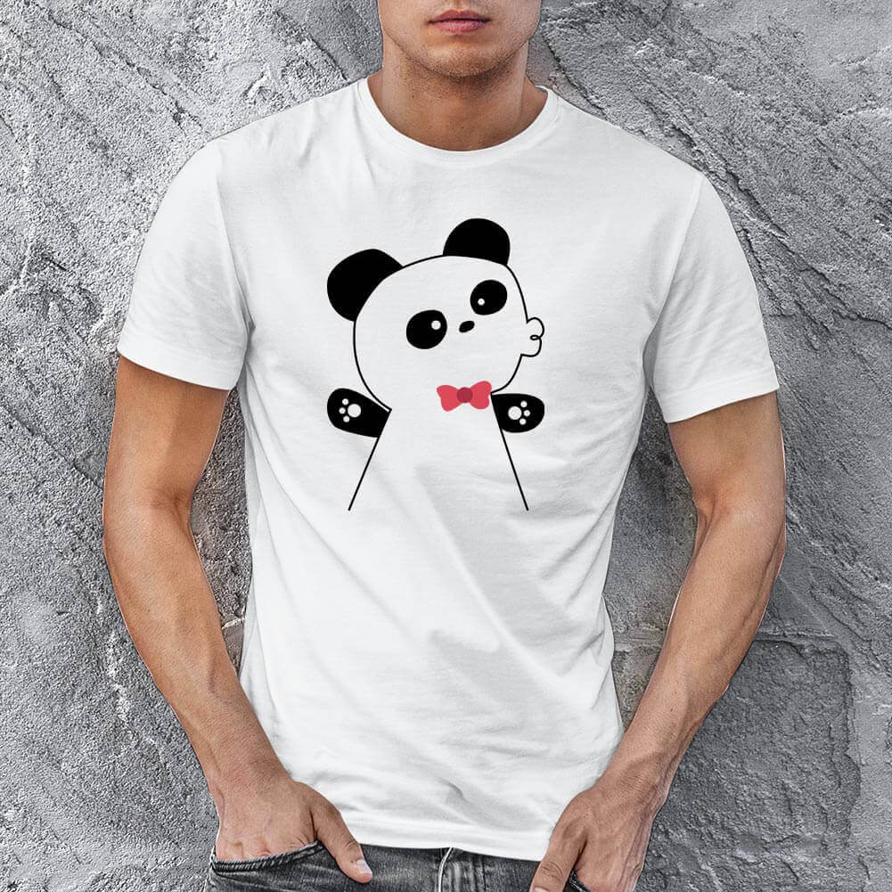 Tisho - Panda Erkek Kısa Kol Tişört - Tekli Kombin