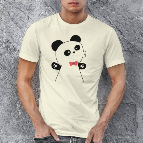 Panda Erkek Kısa Kol Tişört - Tekli Kombin - Thumbnail