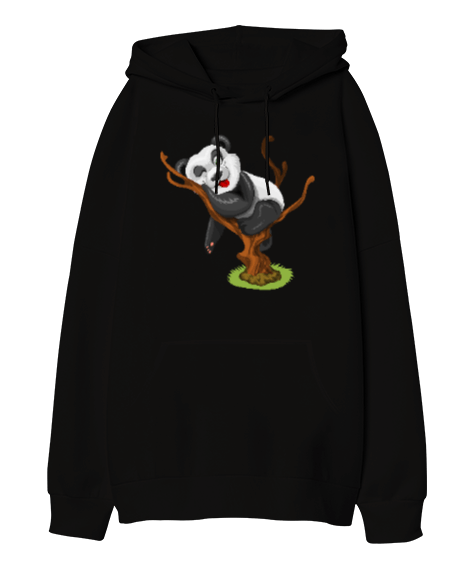 Tisho - Panda Oversize Unisex Kapüşonlu Sweatshirt