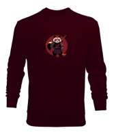 Panda resimli Bordo Erkek Sweatshirt - Tisho