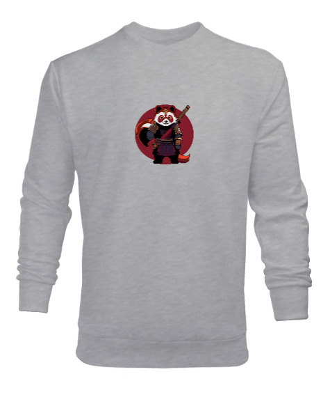 Tisho - Panda Resimli Gri Erkek Sweatshirt