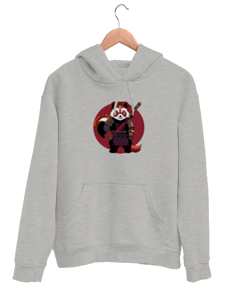 Tisho - Panda Resimli Gri Unisex Kapşonlu Sweatshirt