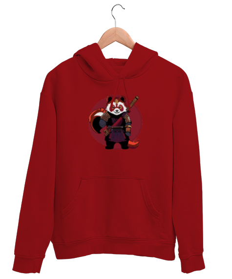 Tisho - Panda Resimli Kırmızı Unisex Kapşonlu Sweatshirt