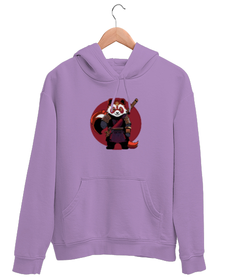 Tisho - Panda Resimli Lila Unisex Kapşonlu Sweatshirt