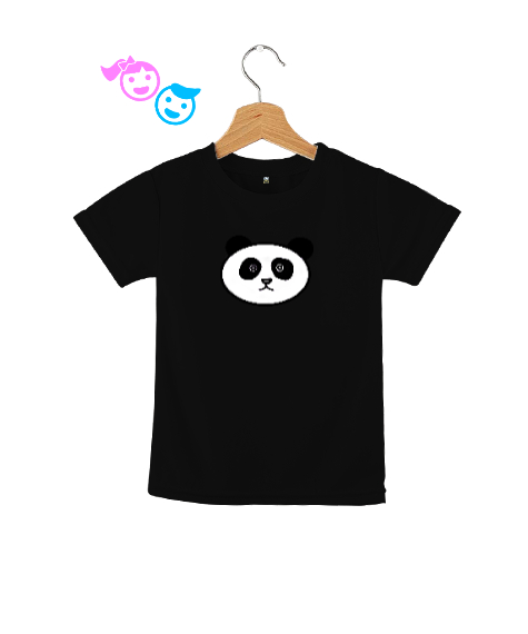 Tisho - Panda Resimli Siyah Çocuk Unisex
