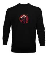 Panda Resimli Siyah Erkek Sweatshirt - Tisho