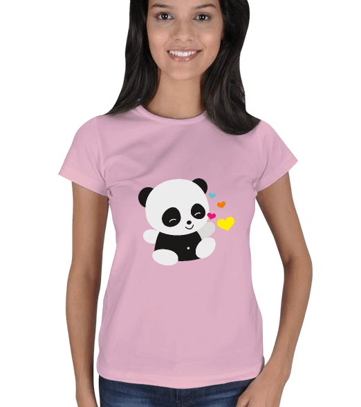 Tisho - panda, sevimli, kalpli Kadın Tişört