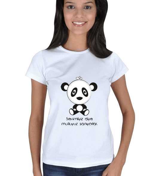 Tisho - panda, sevimli, mutsuz panda Kadın Tişört
