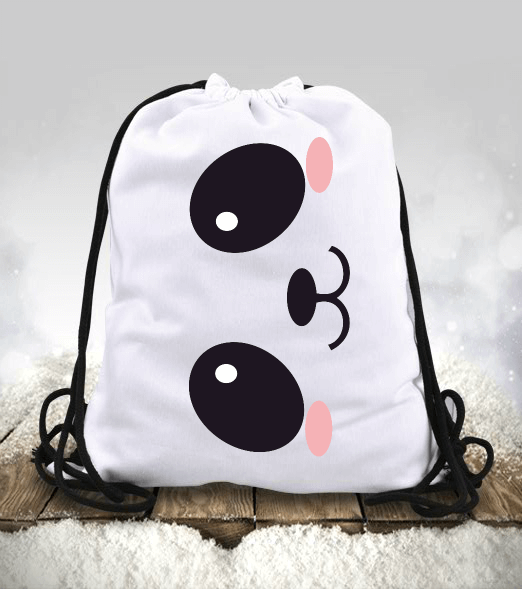 Tisho - panda, sevimli, yan Büzgülü spor çanta