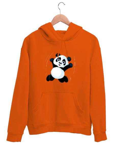 Tisho - panda Turuncu Unisex Kapşonlu Sweatshirt