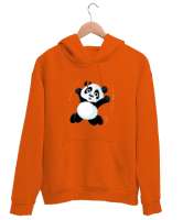 panda Turuncu Unisex Kapşonlu Sweatshirt - Tisho