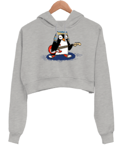Pandalı sweatshirt Kadın Crop Hoodie Kapüşonlu Sweatshirt - Tisho