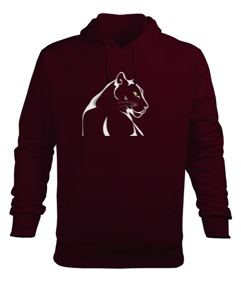 Tisho - Panter Resimli BR0003 Bordo Erkek Kapüşonlu Hoodie Sweatshirt