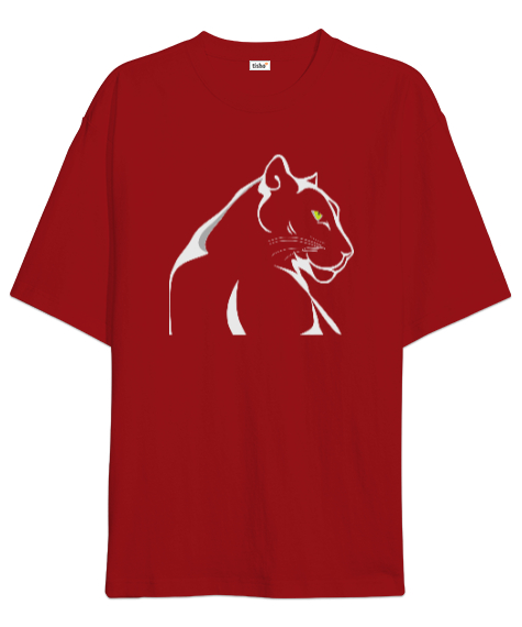 Tisho - Panter Resimli K0001 Kırmızı Oversize Unisex Tişört