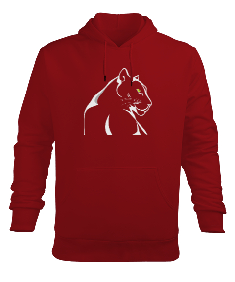 Tisho - Panter Resimli KR0003 Kırmızı Erkek Kapüşonlu Hoodie Sweatshirt