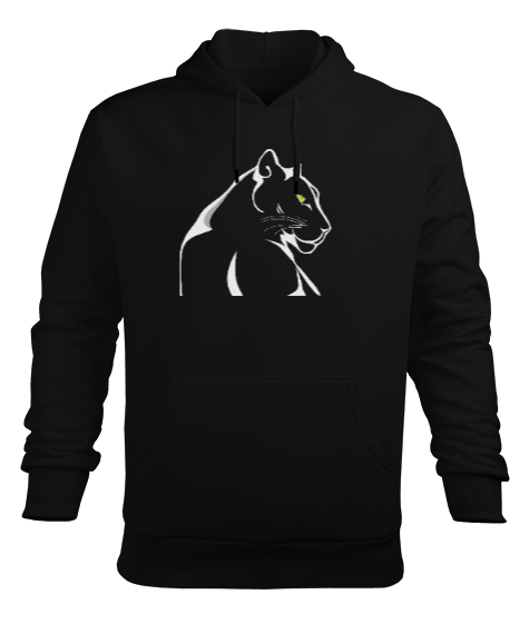 Tisho - panter resimli SY0003 Siyah Erkek Kapüşonlu Hoodie Sweatshirt