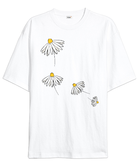 Tisho - Papatya Beyaz Oversize Unisex Tişört