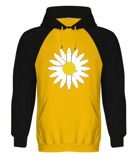 Tisho - Papatya Çiçeği Tasarımı Orjinal Reglan Hoodie Unisex Sweatshirt