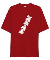 Papatyalar - Çiçek Kırmızı Oversize Unisex Tişört - Tisho