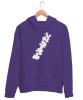 Papatyalar - Çiçek Mor Unisex Kapşonlu Sweatshirt - Tisho