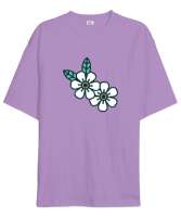 Papatyalar - Çiçek V2 Lila Oversize Unisex Tişört - Tisho