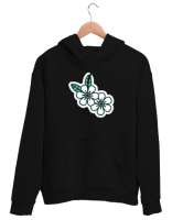 Papatyalar - Çiçek V2 Siyah Unisex Kapşonlu Sweatshirt - Tisho