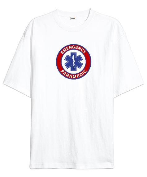 Tisho - Paramedic, 112, Acil Tıp Teknisyeni, Paramedik V3 Beyaz Oversize Unisex Tişört