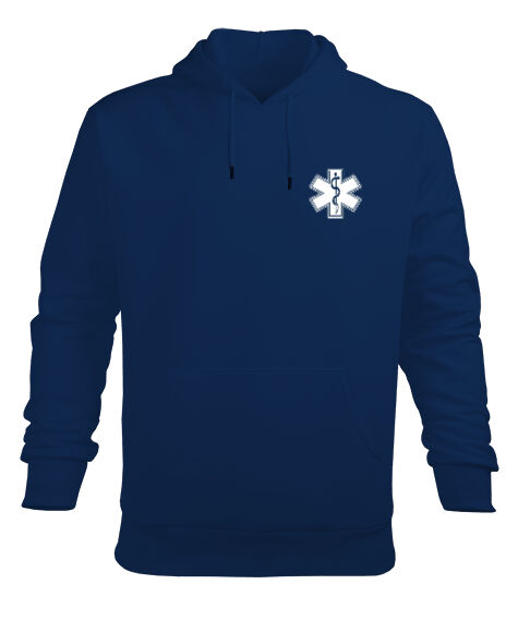 Tisho - Paramedic EMT EMS Baskılı Lacivert Erkek Kapüşonlu Hoodie Sweatshirt