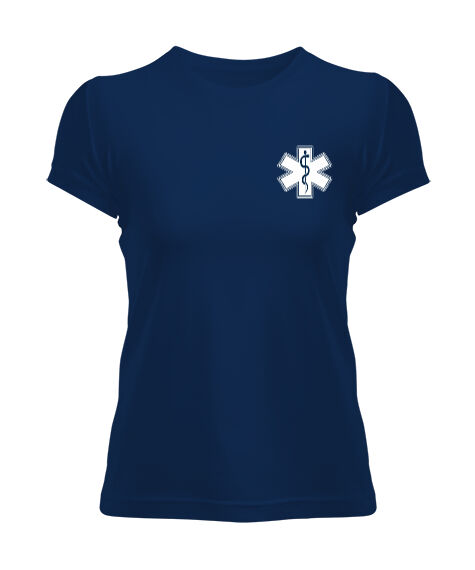 Tisho - Paramedic EMT EMS Baskılı Lacivert Kadın Tişört