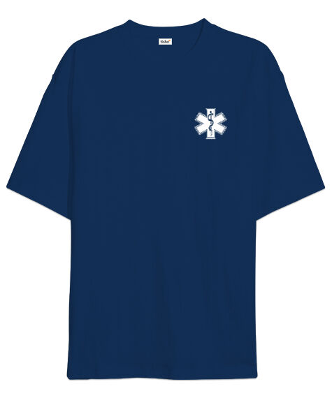 Tisho - Paramedic EMT EMS Baskılı Lacivert Oversize Unisex Tişört