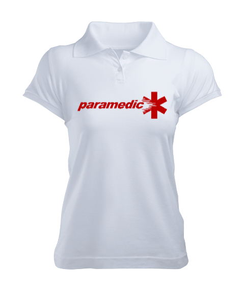 Tisho - Paramedik, Paramedic, 112, Acil Beyaz Kadın Polo Yaka Tişört