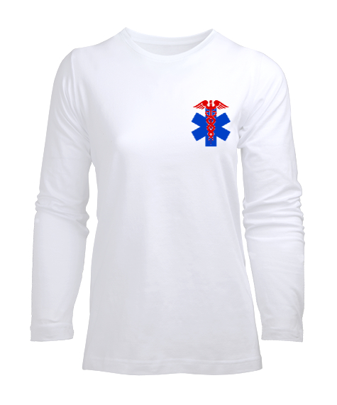 Tisho - Paramedik, Paramedic, 112, Acil Beyaz Kadın Uzun Kol Tişört