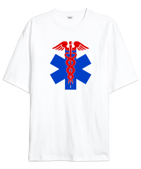 Tisho - Paramedik, Paramedic, 112, Acil Beyaz Oversize Unisex Tişört