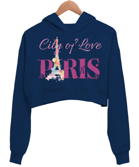 Tisho - Paris Kadın Crop Hoodie Kapüşonlu Sweatshirt
