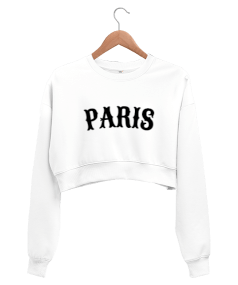 Tisho - PARIS Yazılı Kadın Crop Sweatshirt