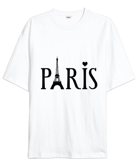 Tisho - Paris Yazılı Oversize Unisex Tişört