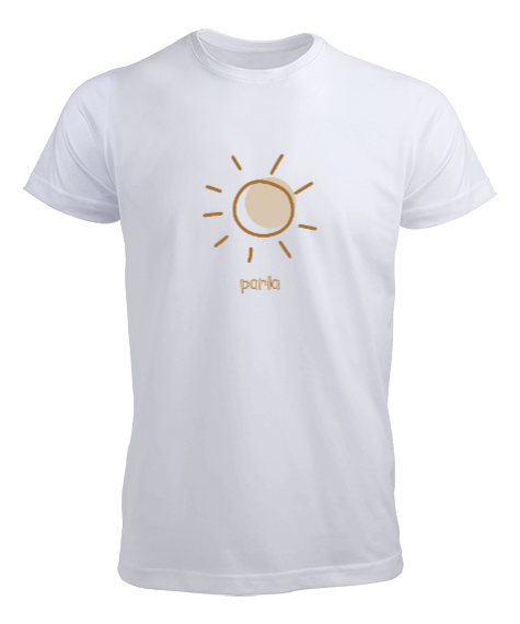 Tisho - Parla Güneş Özel Tasarım Beyaz Erkek Tişört