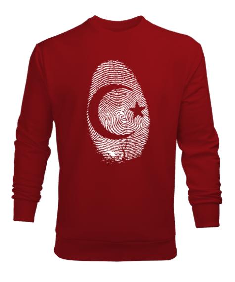 Tisho - Parmak İzi - Ay Yıldız Kırmızı Erkek Sweatshirt