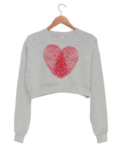 Tisho - Parmak İzi Kalp Kadın Crop Sweatshirt