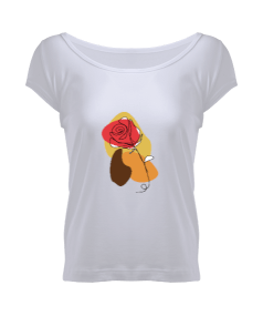 Tisho - Pastel Rose Kadın Kadın Geniş Yaka Tişört