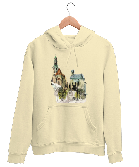 Tisho - Pastel Villa Krem Unisex Kapşonlu Sweatshirt