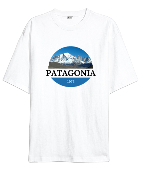 Tisho - PATAGONIA Beyaz Oversize Unisex Tişört