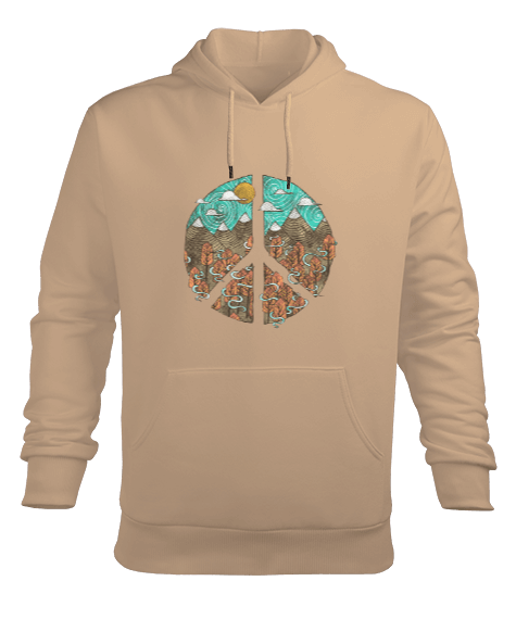 Tisho - Peace Love Aşk Barış Doğa Erkek Kapüşonlu Hoodie Sweatshirt