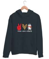 Peace Love Penguen Füme Unisex Kapşonlu Sweatshirt - Tisho