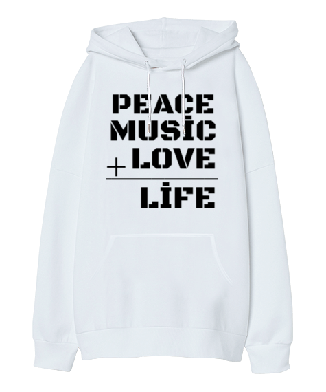 Tisho - peace, music, love, life Oversize Unisex Kapüşonlu Sweatshirt